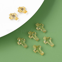 透明なアクリルパーツ  多面カット  クロス  ゴールデンロッド  16x10x4.5mm  穴：1.5mm  約1455個/500g&nbsp;MACR-S373-130-B09