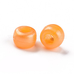プラスチックパールビーズ  バレル  オレンジ  9x6mm  穴：3.5mm  約1900個/500g&nbsp;KY-R019-01D