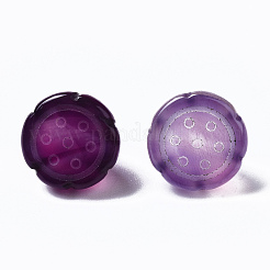 天然カルセドニーチャーム  染め  蓮  暗い蘭  8~10x10mm  穴：1mm&nbsp;G-N336-004-A03