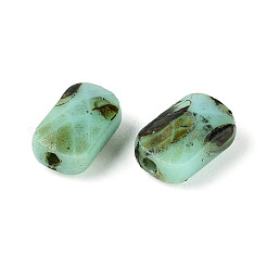 焼付塗装ガラスシードビーズ  長方形  多面カット  ミディアムアクアマリン  6.5~7x4~4.5x3.5~4mm  穴：0.9~1mm&nbsp;SEED-N011-04C