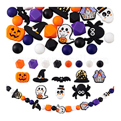 ハロウィンシリコンビーズ36種類18個  ミックスカラー  15~30x14~26x7~14mm  穴：2~3mm&nbsp;SIL-PH0001-28