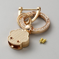 DIY合金ラインストーンスプリングゲートリングキーホルダー  足跡  ラインストーン付き  ゴールドカラー  62mm&nbsp;FIND-TAC0027-26A-G