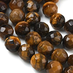 天然石タイガーアイビーズ連売り  多面カット  ラウンド  10.5~11mm  穴：1.2mm  約39~42個/連  15.16~15.47''（38.5~39.3センチメートル）&nbsp;GG-CBA12F1-A02-10MM