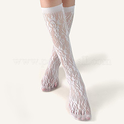 女性用ナイロンふくらはぎ丈ソックス  ホワイト  340x45~61x1mm&nbsp;AJEW-WH20006-235B