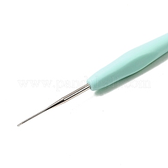 鉄かぎ針編みのフック  シリコンハンドル付き  ミックスカラー  133x10x8mm  10個/セット&nbsp;TOOL-C012-10