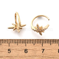 真鍮製クリアキュービックジルコニアカフイヤリング  スター  ゴールドカラー  11.5x11.5x13mm&nbsp;EJEW-Q025-05G