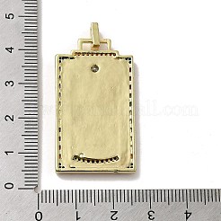 エナメルを使用した真鍮マイクロパヴェキュービックジルコニアペンダント  タロット  ダークオレンジ  39x22.5x3mm  穴：5x3mm&nbsp;KK-H458-03G-05