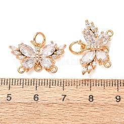 真鍮パヴェクリアキュービックジルコニアバタフライシャンデリアコンポーネントリンク  18KGP本金メッキ  12.5x21.5x4.5mm  穴：4.5mmと1.2mm&nbsp;CU-CBAEC99-12G