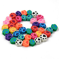 手作り樹脂粘土ビーズ連売り  ジュエリー工芸用品のDIY用  犬の足跡  ミックスカラー  7~9x9~11x4mm  穴：1.5mm  約40~41個/連  12.87インチ〜13.27インチ（32.7~33.7cm）&nbsp;CLAY-N008-007