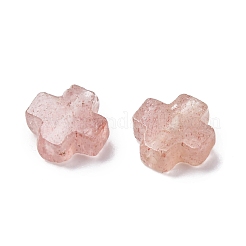 天然イチゴクオーツビーズ  クロス  8x8x3mm  穴：1.2mm&nbsp;G-K369-04L