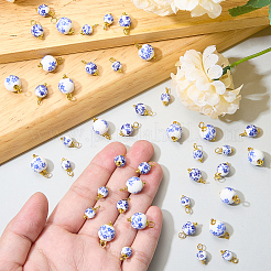 48個 3スタイルのプリントハンドメイド磁器ペンダント  真鍮パーツ  ゴールドカラー  13~16mm  穴：3mm  16個/スタイル&nbsp;PALLOY-SW00150