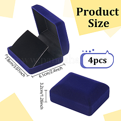 バッジ用フロッキングジュエリーボックス  長方形  ブルー  7.8x6.1x3.2cm&nbsp;CON-WH0112-067A