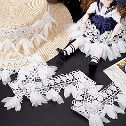 3ヤード 3スタイル ポリエステル刺繍フラワーレーストリム  洋服アクセサリー  混合図形  3-3/8インチ（85mm）  1ヤード/スタイル&nbsp;OCOR-GA0002-05