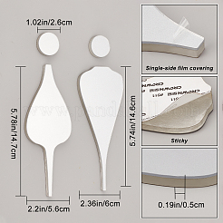 アクリルミラートイレサインセット  接着剤の創造的なレストロンのシンボル  銀  26~147x26~60x5mm  4個/セット&nbsp;AJEW-WH0043-56B