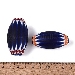 手作りのミルフィオリガラス樽ビーズ  シェブロンビーズ  ミッドナイトブルー  49~52x23~26mm  穴：3~10mm&nbsp;LA-N002-35B