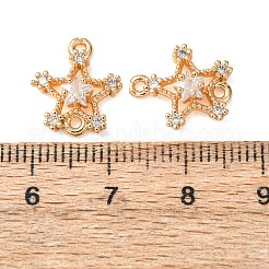 真鍮舗装クリアキュービックジルコニアコネクタチャーム  スターリンク  18KGP本金メッキ  13.5x12x3.5mm  穴：1.2mm&nbsp;CU-CBAEC99-08G