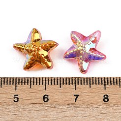 海をテーマにした電気メッキガラスビーズ  染め＆加熱  ヒトデ  14~14.5x15.5x7mm  穴：1mm&nbsp;EGLA-L046-01B