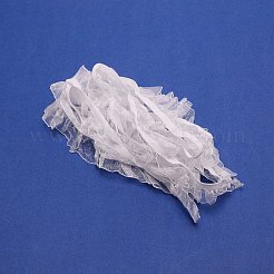 フリルレーストリム  ポリエステルレースリボンエッジトリミング  ミシンとブライダルの結婚式の装飾用  ホワイト  25x1mm&nbsp;FIND-WH0152-205
