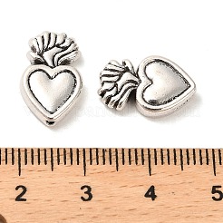 チベット風合金ビーズ  カドミウムフリー＆鉛フリー  神聖な心  アンティークシルバー  15x10x3.5mm  穴：1.2mm&nbsp;X-FIND-C043-058AS