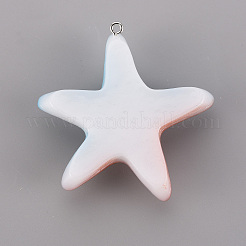 樹脂チャーム  プラチナアイアンループ付き  グラデーションカラー  ヒトデ  ミックスカラー  50~55x47~52x14mm  穴：2mm&nbsp;RESI-Q211-002B