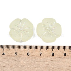 つや消し透明なアクリルビーズ  花  シルバーライン入り  ABカラーメッキ  淡黄色  19.5x20x7mm  穴：1.6mm  約9個/20g&nbsp;X1-OACR-P029-19B-03