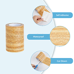 Pe模造木目粘着テープ  クルミの木の穀物修理テープパッチ  フラット  ゴールド  80mm  約4.57m /ロール&nbsp;AJEW-WH0270-222F