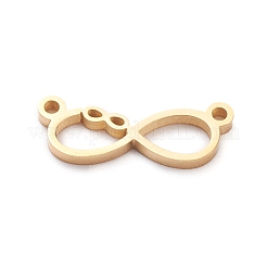 304ステンレスペンダント  無限大  ゴールドカラー  7.5x21x2mm  穴：1.5mm&nbsp;STAS-F248-01-G