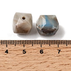 不透明アクリル天然石風ビーズ  ファセットテーブルカットキューブ  アンティークホワイト  11.5~12x11.5~12x13mm  穴：1.8mm  約400個/500g&nbsp;OACR-G061-03C