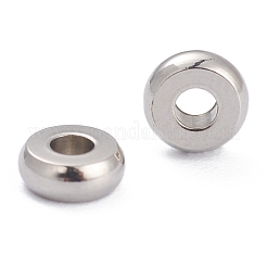 変色しない202ステンレススチールスペーサービーズ  フラットラウンド  ステンレス鋼色  5x2mm  穴：1.8mm&nbsp;STAS-H152-05B-P