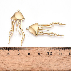304ステンレスペンダント  クラゲチャーム  14KGP本金メッキ  39.1x16x2mm  穴：1.4mm&nbsp;X-STAS-T064-63G