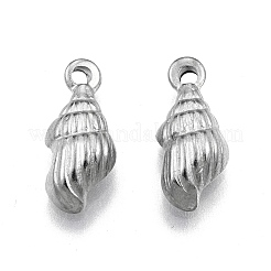 変色しない304ステンレススチールペンダント  らせん状のシェル形状  ステンレス鋼色  18x7.5x4mm  穴：2mm&nbsp;LS-STAS-N099-32