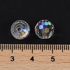 透明な電気メッキガラスビーズ  多面カット  ラウンド  クリアAB  10x9mm  穴：1.4mm&nbsp;EGLA-N002-31-G10