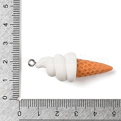 不透明樹脂模造食品ペンダント  プラチナメッキの鉄製ループが付いたアイスクリームチャーム  ホワイト  45x16x15mm  穴：2mm&nbsp;RESI-S399-03A