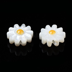 天然淡水シェルビーズ  エナメル  花  ゴールド  8x4mm  穴：0.8mm&nbsp;X-SHEL-N003-20B-01