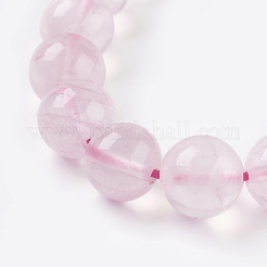 天然石ローズクォーツビーズ連売り  ラウンド  12mm  穴：1~2mm  16個/連  8インチ&nbsp;X-G-C076-12mm-3