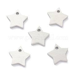 変色しにくい304ステンレススチールペンダント  ブラシ仕上げのスタンプ付き空白タグ  レーザー切断  両面ドローベンチ効果  スター  ステンレス鋼色  6x6.5x1mm  穴：0.5mm&nbsp;STAS-K216-46P