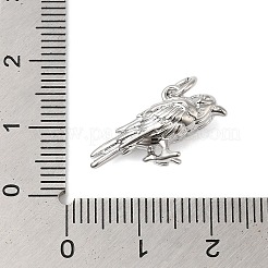 ラックメッキ真鍮チャーム  カドミウムフリー＆鉛フリー  長持ちメッキ  鳥  プラチナ  12x20.5x6mm  穴：5mm&nbsp;KK-S372-21P