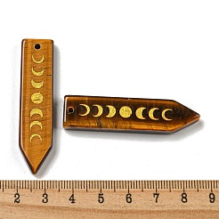 天然タイガーアイ ムーンフェイズペンダント  矢印チャーム  49.5x12.5x6mm  穴：1.6mm&nbsp;G-C145-01A