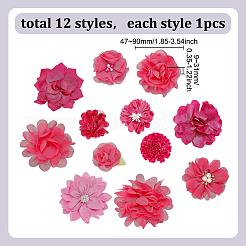 ポリエステル製装飾品12個  花  濃いピンク  47~90x9~31mm&nbsp;FIND-WH0816-042C