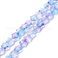 透明ガラスビーズ  グリッターパウダー付き  スター  ライラック  7.5~8x8.3x4mm  穴：0.7~1mm&nbsp;X1-GLAA-F112-04A
