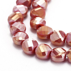 電気メッキガラスビーズセット  多面カット  フラットラウンド  フル虹メッキ  レッド  6x4mm  穴：1.2mm  約100個/連  23.23インチ（59cm）&nbsp;EGLA-J149-A-6mm-FR03