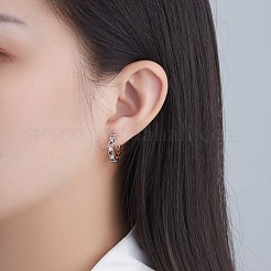真鍮製キュービックジルコニアフープピアス  透明  プラチナ·ゴールデン  18mm&nbsp;EJEW-BB70426