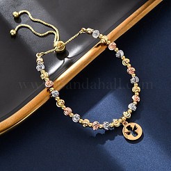 ブラススライダーブレスレット  304ステンレススチールペンダント付き  混合図形  10-5/8インチ（27cm）  ペンダント：11~13x8~14x1.5mm&nbsp;BJEW-C090-01G