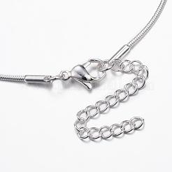 304ステンレススチールスネークチェーンネックレス  カニカン付き  銀色のメッキ  17.7インチ（45cm）&nbsp;NJEW-E087-01S