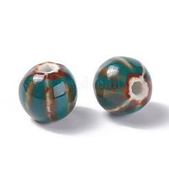 手作りの陶器ビーズ  ファンシーアンティーク施釉磁器  ラウンド  ミックスカラー  11~12x10~11x10~10.5mm  穴：2~2.5mm&nbsp;PORC-S498-24-M