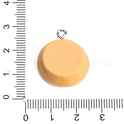 樹脂と合金のペンダント  模造食品  エッグタルトチャーム  プラチナ  ブラウン  23.5x20.5x9.5mm  穴：1.8mm&nbsp;RE-CBA08CD-05B