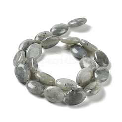 天然石ラブラドライトビーズ連売り  フラットオーバル  17.5~18x12.5~13x6mm  穴：1.2mm  約22個/連  15.55''（39.5センチメートル）&nbsp;G-L164-A-34