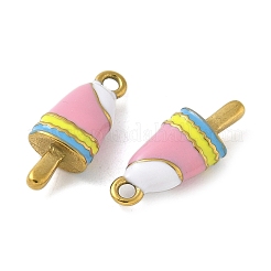 304ステンレススチールエナメルペンダント  アイスクリームチャーム  ゴールドカラー  18.5x7x4mm  穴：1.6mm&nbsp;STAS-K306-23G
