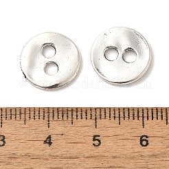 鉛フリーのアンティークシルバーチベットスタイルフラットラウンドボタン  13x2mm  穴：2.5mm&nbsp;X-TIBE-R178-AS-LF
