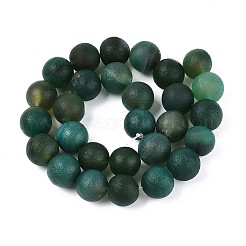 天然石瑪瑙ビーズ連売り  染め＆加熱  艶消し  ラウンド  濃い緑  13~14mm  穴：1~1.4mm  約27~28個/連  14.37~14.76インチ（36.5~37.5cm）&nbsp;G-N357-07A-01